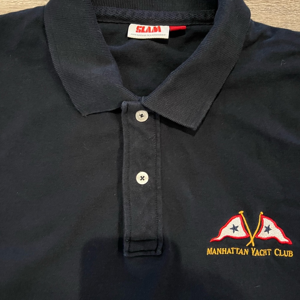 Vintage Manhattan Yacht Club Polo Men’s Medium Blue, Slam…COOL!